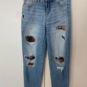 INC International Concepts Blue Boyfriend Jeans with Distressed Details